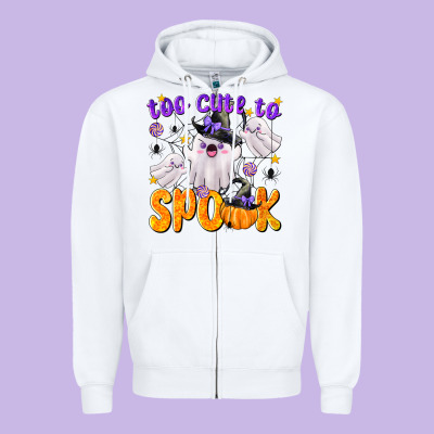 Too Cute To Spook Zipper Hoodie Designed By Texasbilliewilder