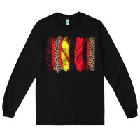 Black softball brushstroke Long Sleeve Tee - Zillion Design Studio