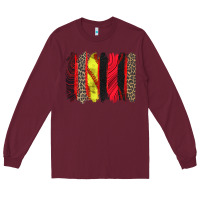 Burgundy softball brushstroke Long Sleeve Tee - Zillion Design Studio