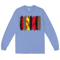 Colony Blue softball brushstroke Long Sleeve Tee - Zillion Design Studio
