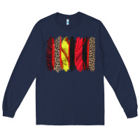 Navy softball brushstroke Long Sleeve Tee - Zillion Design Studio
