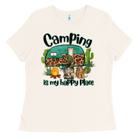 Bone camping is my happy place caravan and gnome Ladies Tee - BarkalooDesign