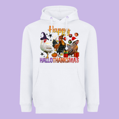 Happy Hallothanksmas Chick Heavyweight Hoodie Designed By Bundleandbundleshop