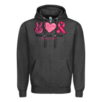 Charcoal Heather breast cancer peace love cure Zipper Hoodie - RanaPortraitStore