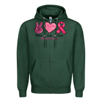 Sports Green breast cancer peace love cure Zipper Hoodie - RanaPortraitStore