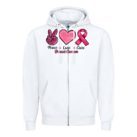 White breast cancer peace love cure Zipper Hoodie - RanaPortraitStore