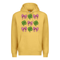 Antique Gold coquette bow clover st. patrick's day Premium Hoodie - MaliasSmallBusiness