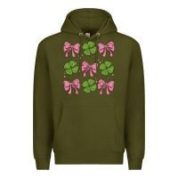Army Green coquette bow clover st. patrick's day Premium Hoodie - MaliasSmallBusiness