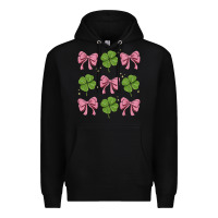 Black coquette bow clover st. patrick's day Premium Hoodie - MaliasSmallBusiness