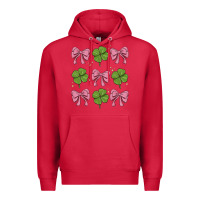 Cardinal coquette bow clover st. patrick's day Premium Hoodie - MaliasSmallBusiness