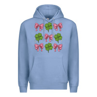 Colony Blue coquette bow clover st. patrick's day Premium Hoodie - MaliasSmallBusiness