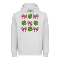 Dove Grey coquette bow clover st. patrick's day Premium Hoodie - MaliasSmallBusiness