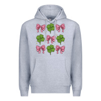 Heather Grey coquette bow clover st. patrick's day Premium Hoodie - MaliasSmallBusiness