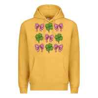 Mustard coquette bow clover st. patrick's day Premium Hoodie - MaliasSmallBusiness
