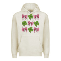 Oatmeal Heather coquette bow clover st. patrick's day Premium Hoodie - MaliasSmallBusiness