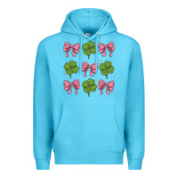 Ocean Blue coquette bow clover st. patrick's day Premium Hoodie - MaliasSmallBusiness