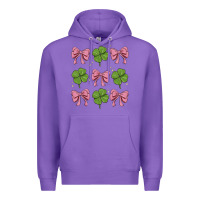 Purple coquette bow clover st. patrick's day Premium Hoodie - MaliasSmallBusiness