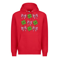Red coquette bow clover st. patrick's day Premium Hoodie - MaliasSmallBusiness