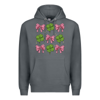 Rock coquette bow clover st. patrick's day Premium Hoodie - MaliasSmallBusiness