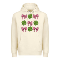 Sandshell coquette bow clover st. patrick's day Premium Hoodie - MaliasSmallBusiness