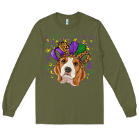 Army Green Mardi gras beagle Long Sleeve Tee - RanaPortraitStore