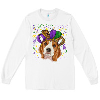 White Mardi gras beagle Long Sleeve Tee - RanaPortraitStore