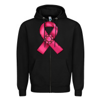 Black breast cancer awareness ribbon Zipper Hoodie - RanaPortraitStore