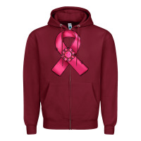Burgundy breast cancer awareness ribbon Zipper Hoodie - RanaPortraitStore