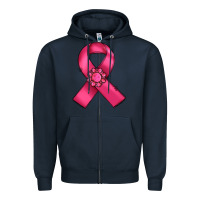 Navy breast cancer awareness ribbon Zipper Hoodie - RanaPortraitStore