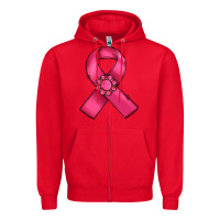 Red breast cancer awareness ribbon Zipper Hoodie - RanaPortraitStore