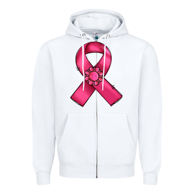 Breast Cancer Awareness Ribbon Zipper Hoodie by RanaPortraitStore | Teevron