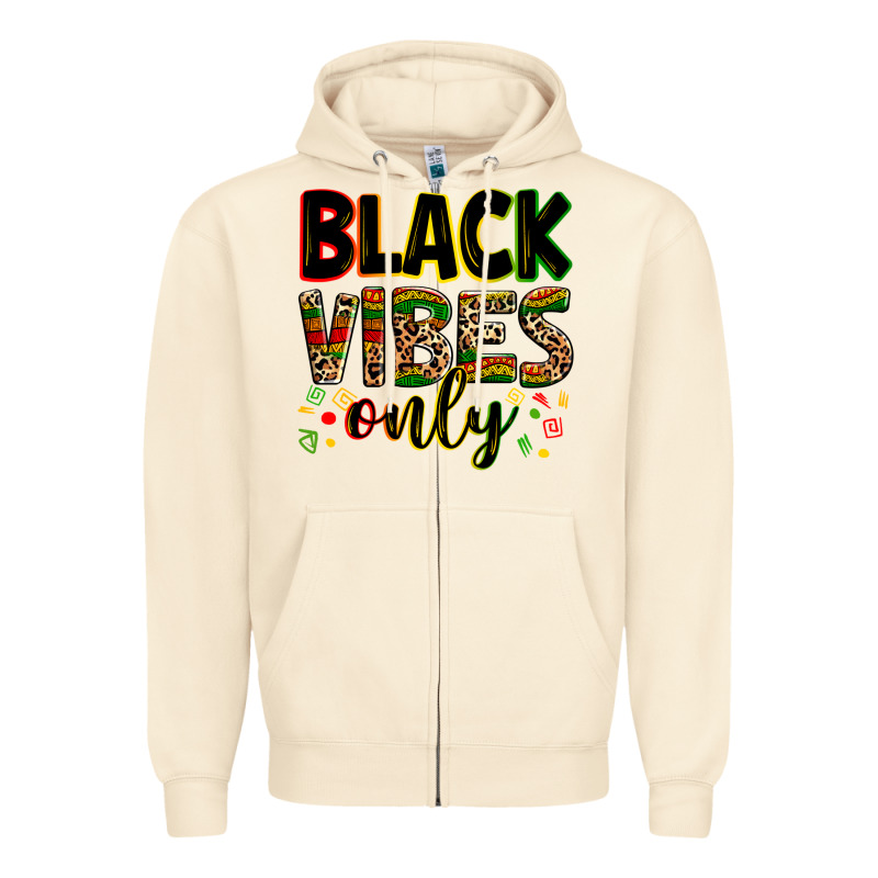 Black Vibes Only Zipper Hoodie by Zillion Design Studio | Teevron