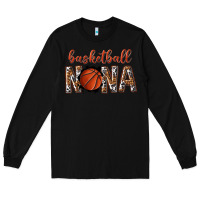Black basketball nana with leopard Long Sleeve Tee - texasbilliewilder