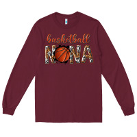 Burgundy basketball nana with leopard Long Sleeve Tee - texasbilliewilder