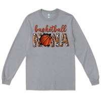 Heather Grey basketball nana with leopard Long Sleeve Tee - texasbilliewilder