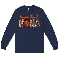 Navy basketball nana with leopard Long Sleeve Tee - texasbilliewilder