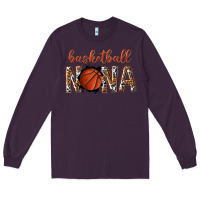 Plum basketball nana with leopard Long Sleeve Tee - texasbilliewilder
