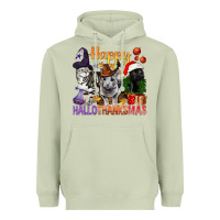 Matcha Happy Hallothanksmas Cats Heavyweight Hoodie - BundleAndBundleShop