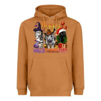 Meerkat Happy Hallothanksmas Cats Heavyweight Hoodie - BundleAndBundleShop