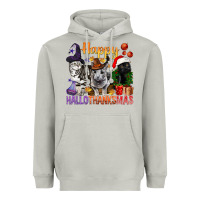 Moon Dust Happy Hallothanksmas Cats Heavyweight Hoodie - BundleAndBundleShop