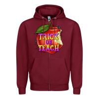 Burgundy Trick or Teach Zipper Hoodie - texasbilliewilder