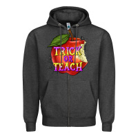 Charcoal Heather Trick or Teach Zipper Hoodie - texasbilliewilder