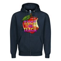 Navy Trick or Teach Zipper Hoodie - texasbilliewilder