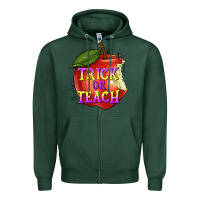 Sports Green Trick or Teach Zipper Hoodie - texasbilliewilder