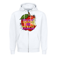 White Trick or Teach Zipper Hoodie - texasbilliewilder