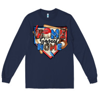 Navy home sweet home baseball Long Sleeve Tee - Zillion Design Studio