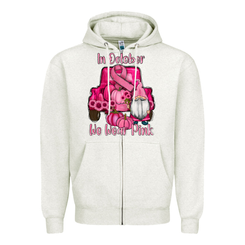 Breast Cancer Awareness Pink Truck Gnomes Zipper Hoodie by RanaPortraitStore | Teevron