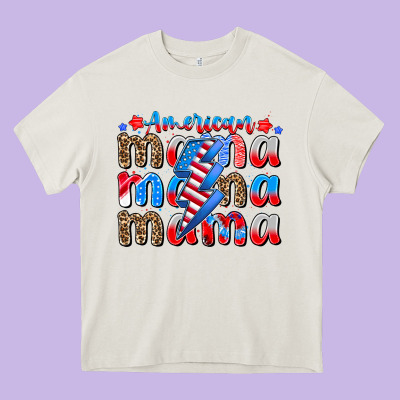 American Mama Heavy Core Tee Designed By Cowhidedigitalart