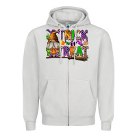 Dove Grey Trick or Treat Zipper Hoodie - texasbilliewilder