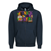 Navy Trick or Treat Zipper Hoodie - texasbilliewilder